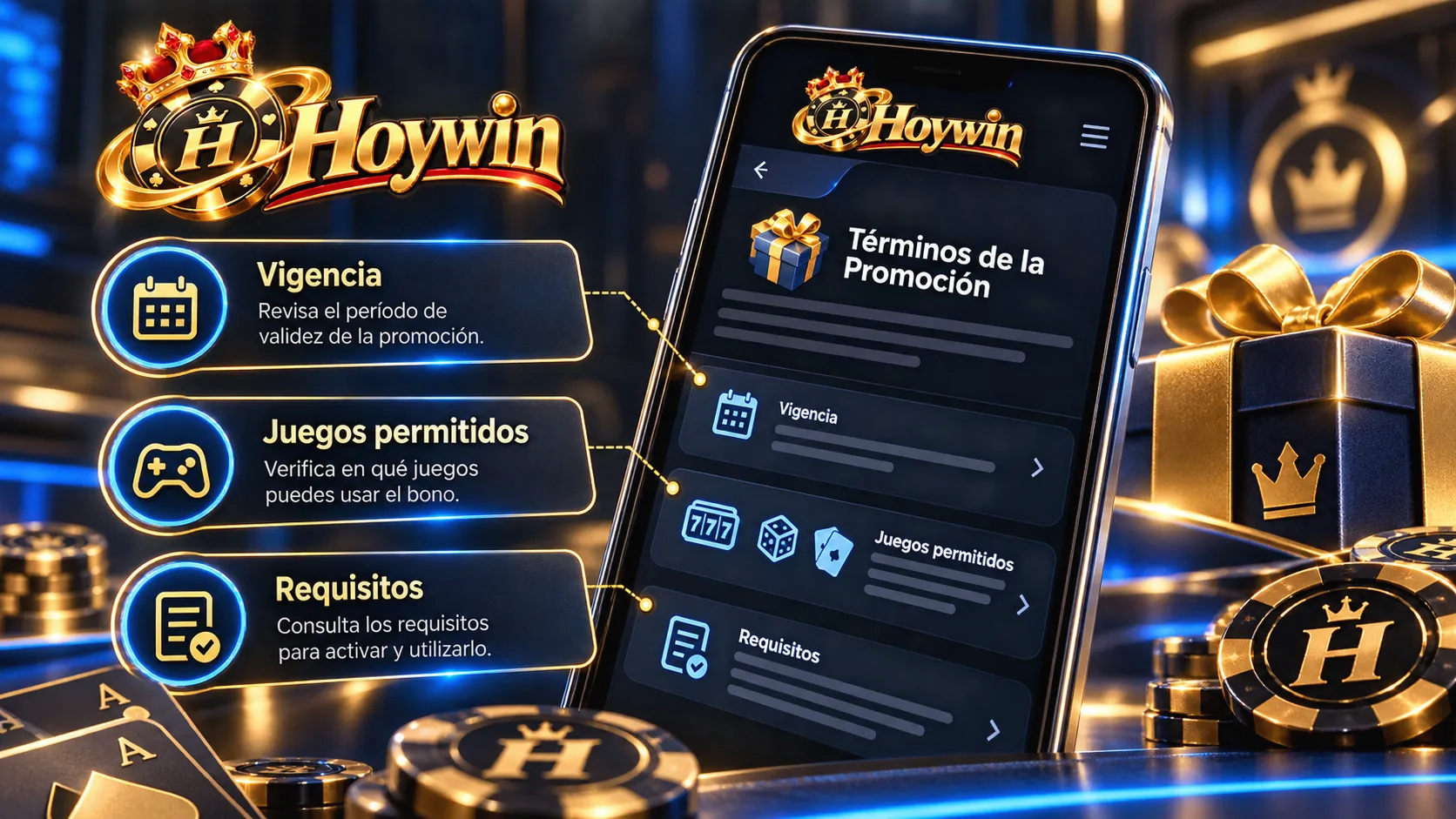 Pantalla móvil con condiciones de una promoción de casino