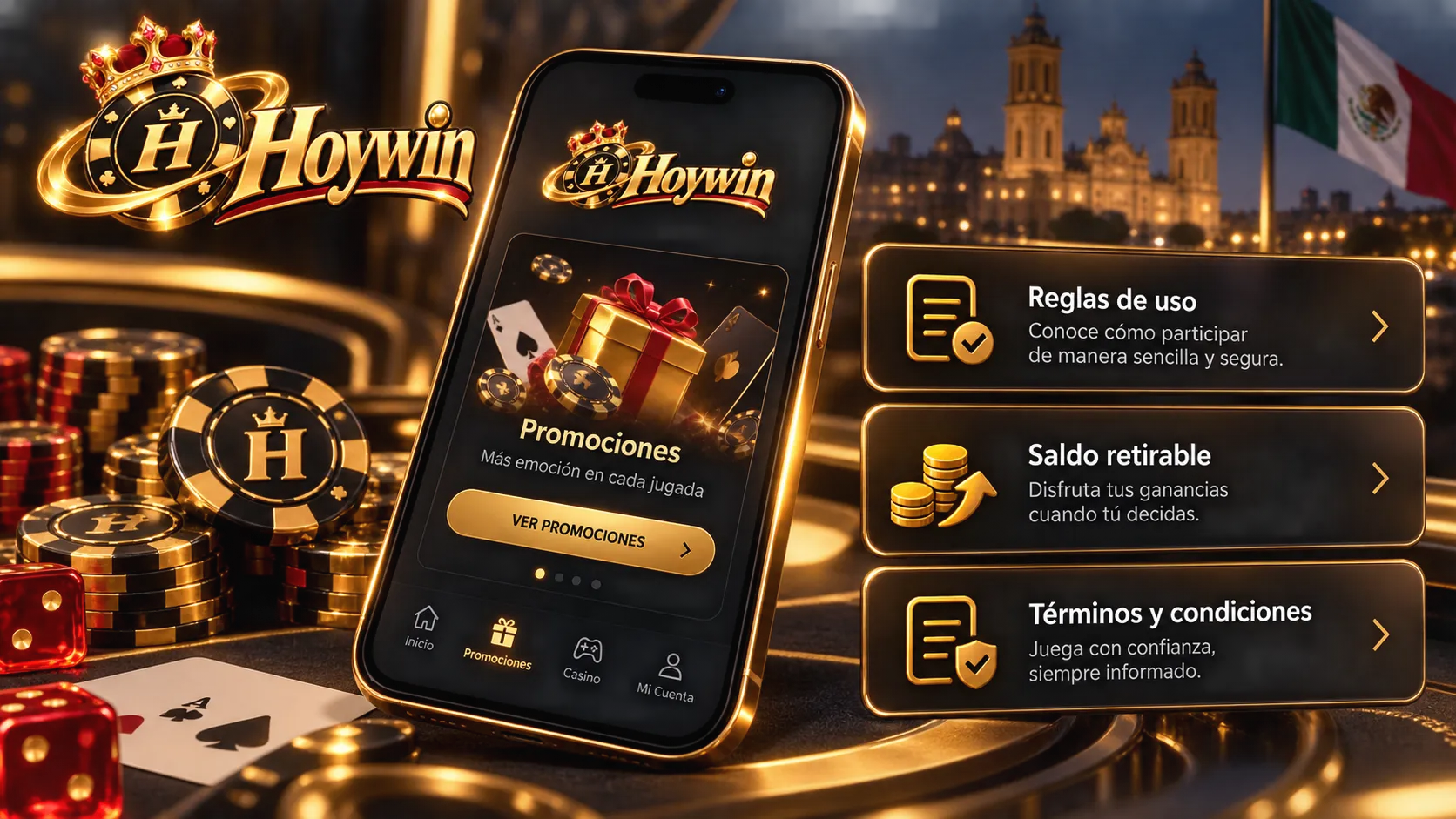 Pantalla móvil con condiciones de uso y retiro de una promoción