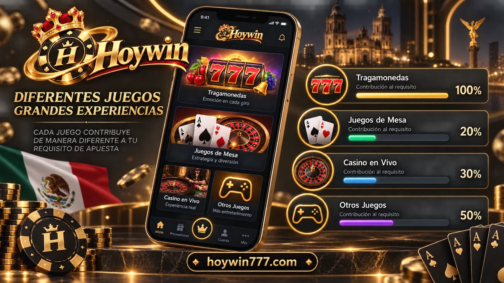 Categorías de juegos y porcentajes de contribución en las condiciones de un bono de casino
